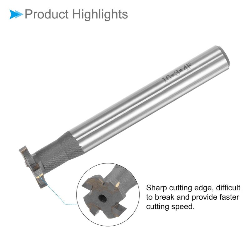 CoCud T-Slot Milling Cutters, 4 Flute, 0.6" Cutting Dia, 0.12" Depth, Tungsten Carbide Tip - Image 4
